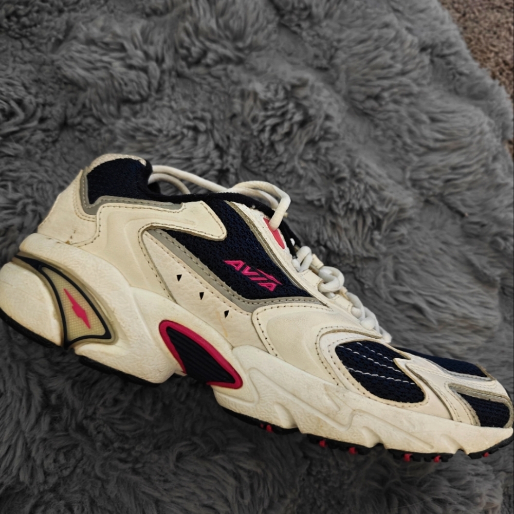 Avia White with Navy & Pink Accents Athletic Shoes